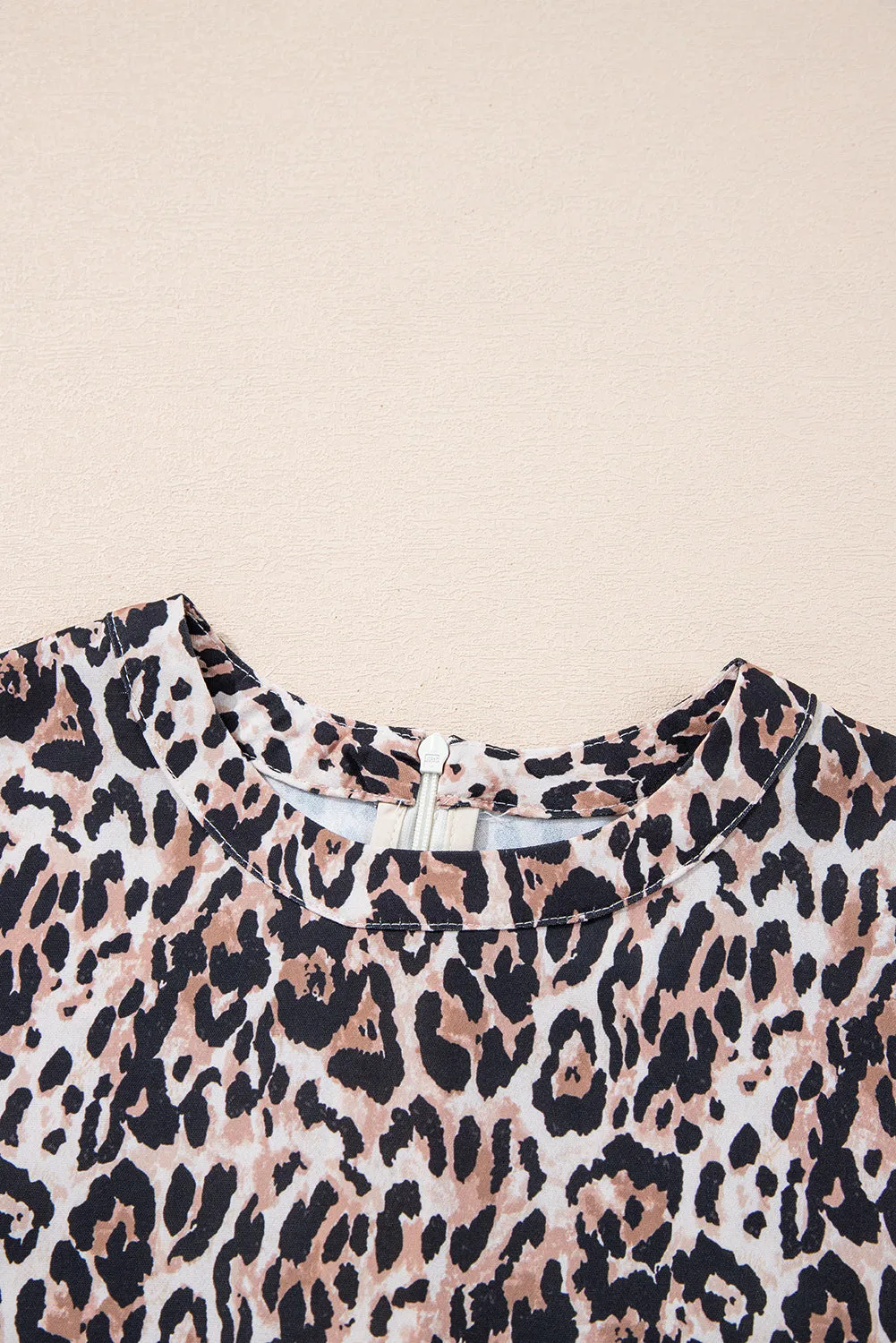 Hazel Blues® |  Leopard Round Neck Short Sleeve Mini Dress