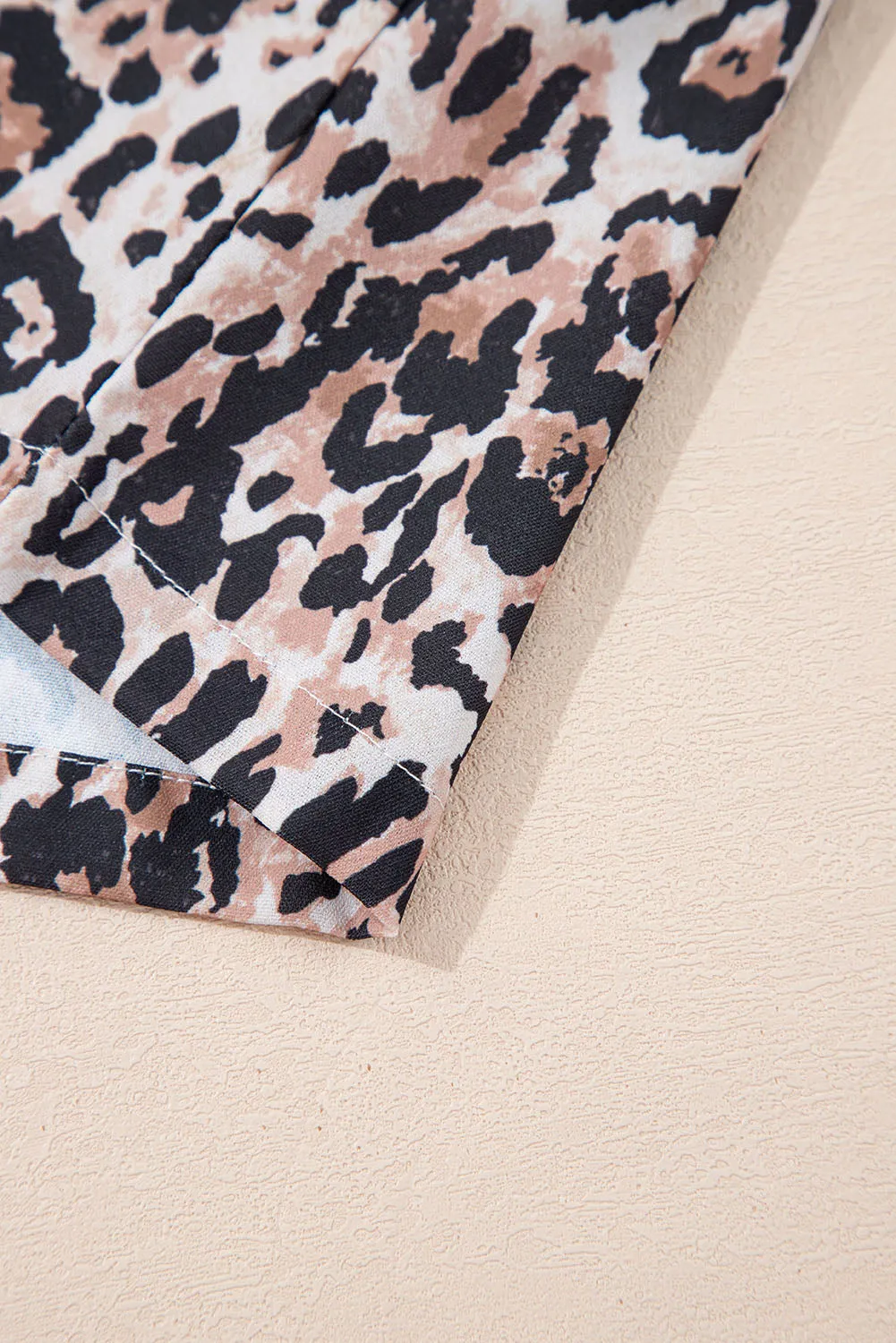 Hazel Blues® |  Leopard Round Neck Short Sleeve Mini Dress