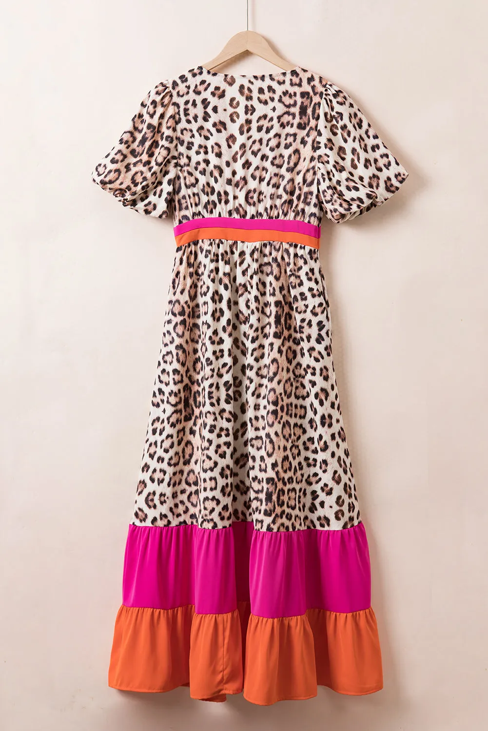 Hazel Blues® |  Leopard V-Neck Half Sleeve Maxi Dress