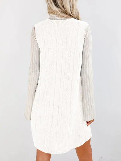 Hazel Blues® |  Lovelet Cable Knit V-Neck Mini Sweater Overall Dress