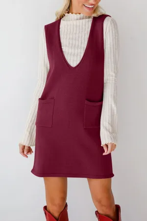 Hazel Blues® |  Lovelet Pocketed V-Neck Mini Sweater Overall Dress