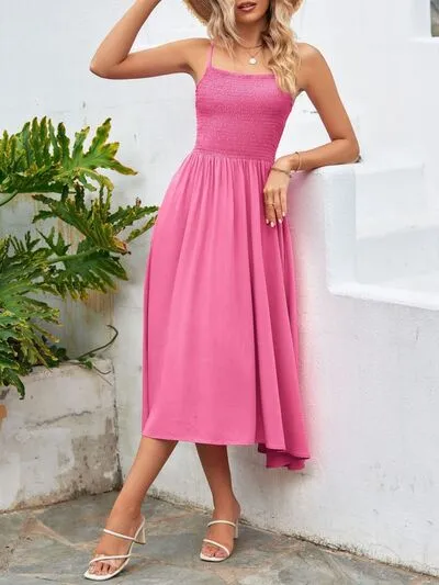 Hazel Blues® |  Mandy Smocked Square Neck Midi Cami Dress