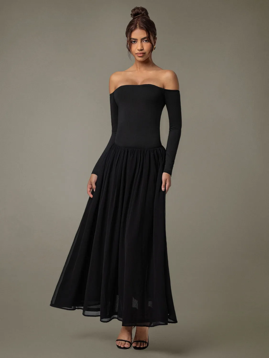 Hazel Blues® |  Off Shoulder Long Sleeve Maxi Dress