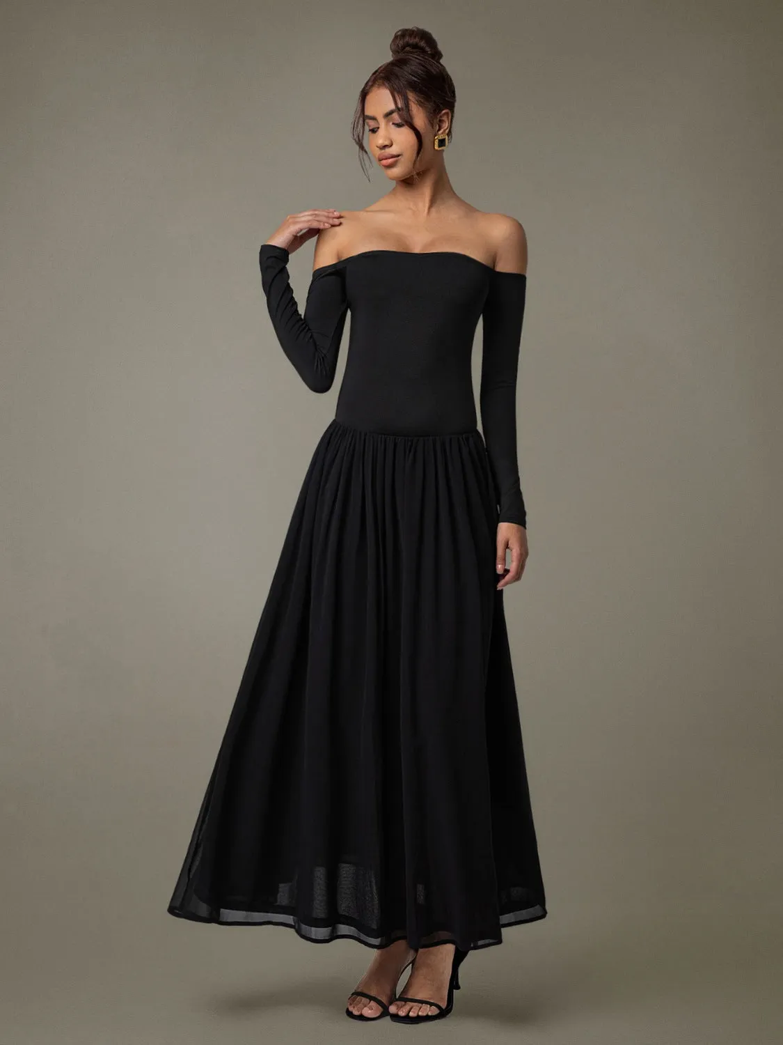 Hazel Blues® |  Off Shoulder Long Sleeve Maxi Dress