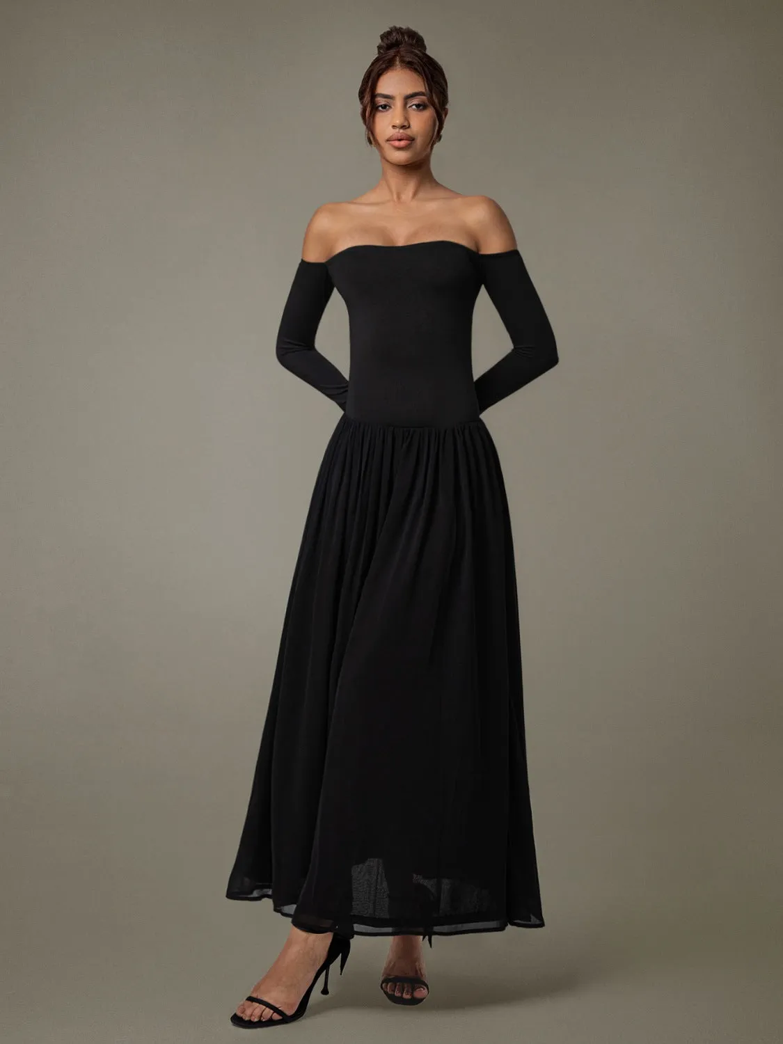 Hazel Blues® |  Off Shoulder Long Sleeve Maxi Dress