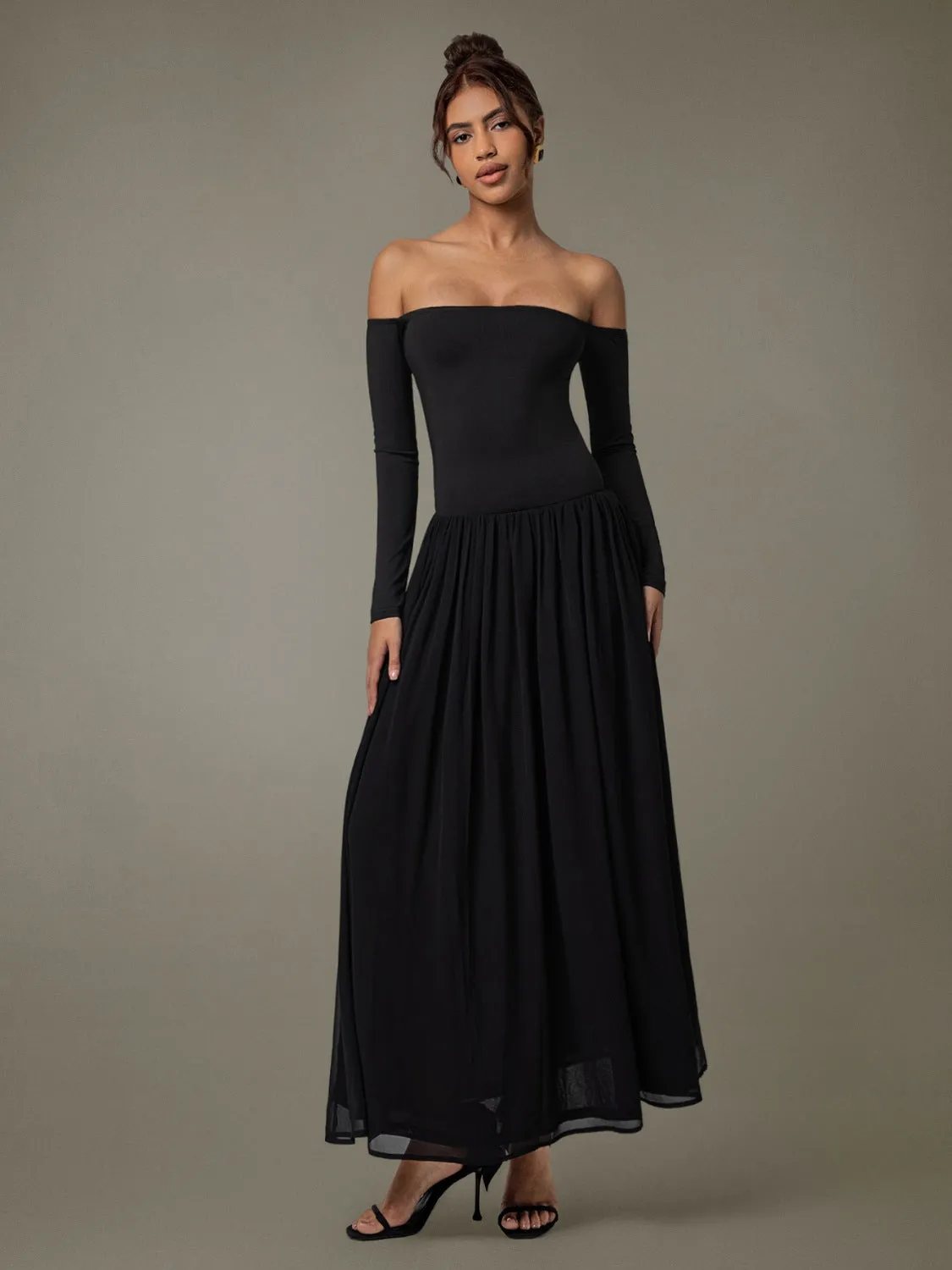Hazel Blues® |  Off Shoulder Long Sleeve Maxi Dress
