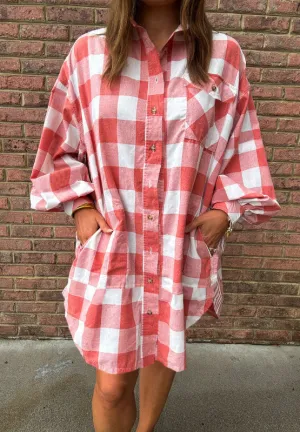 Hazel Blues® |  Plaid Collared Neck Long Sleeve Shirt Dress
