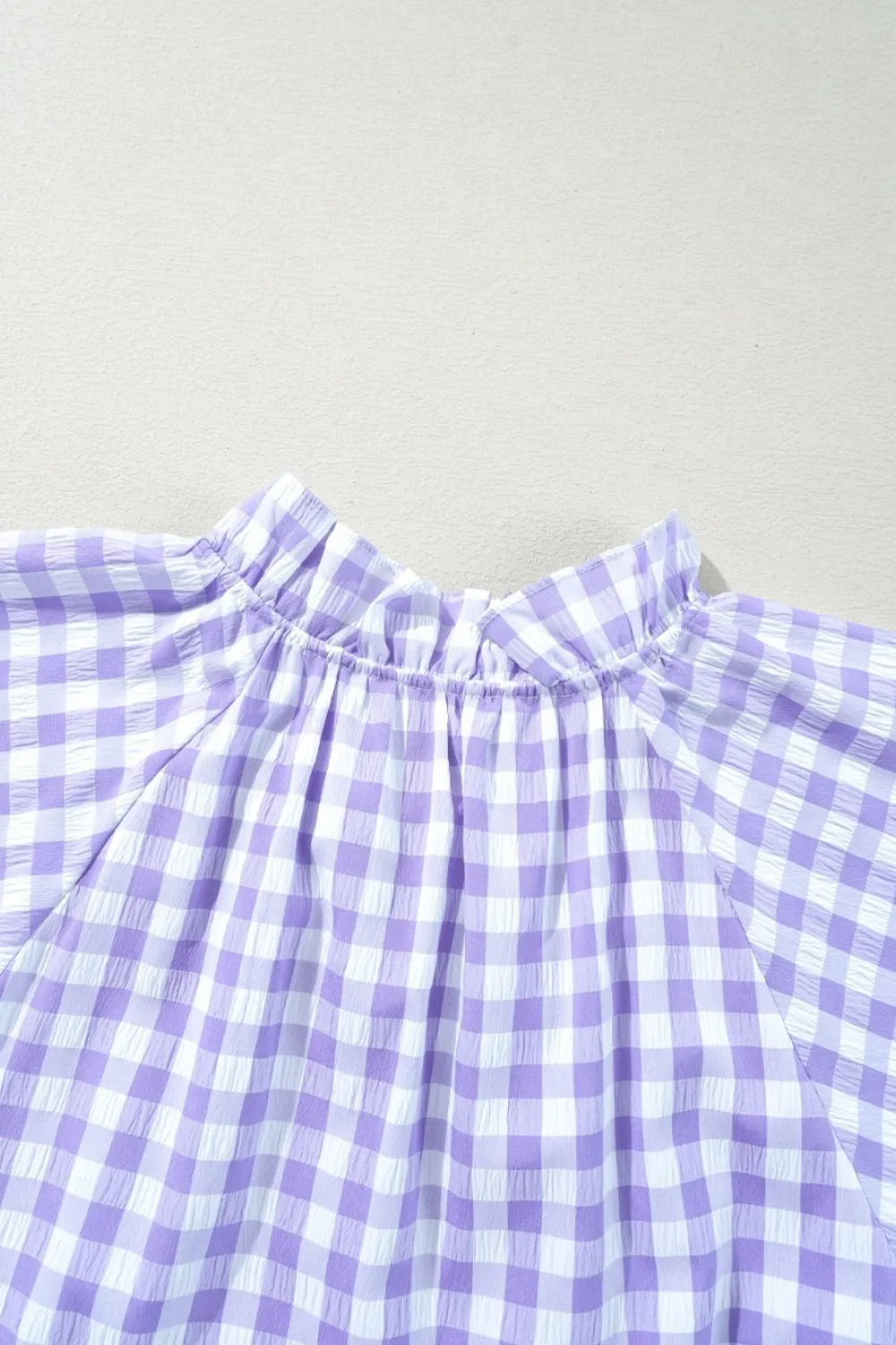 Hazel Blues® |  Plaid Tie Neck Short Sleeve Babydoll Mini Dress
