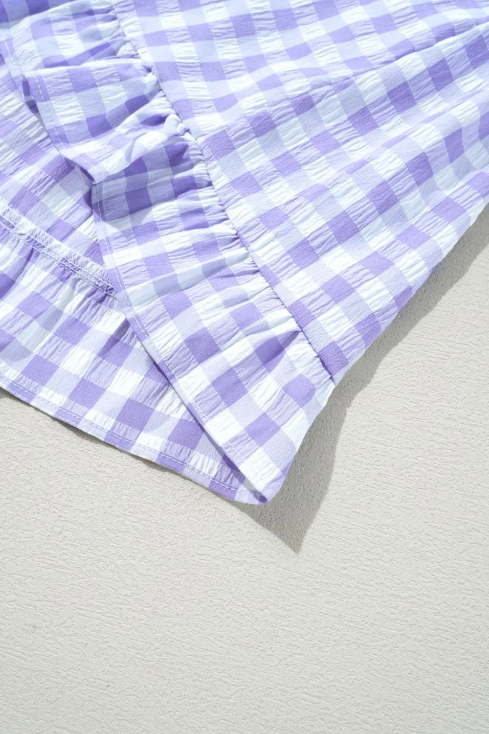 Hazel Blues® |  Plaid Tie Neck Short Sleeve Babydoll Mini Dress