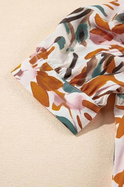 Hazel Blues® |  Printed Notched Short Sleeve Mini Dress