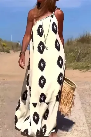 Hazel Blues® |  Printed Single Shoulder Maxi Dress