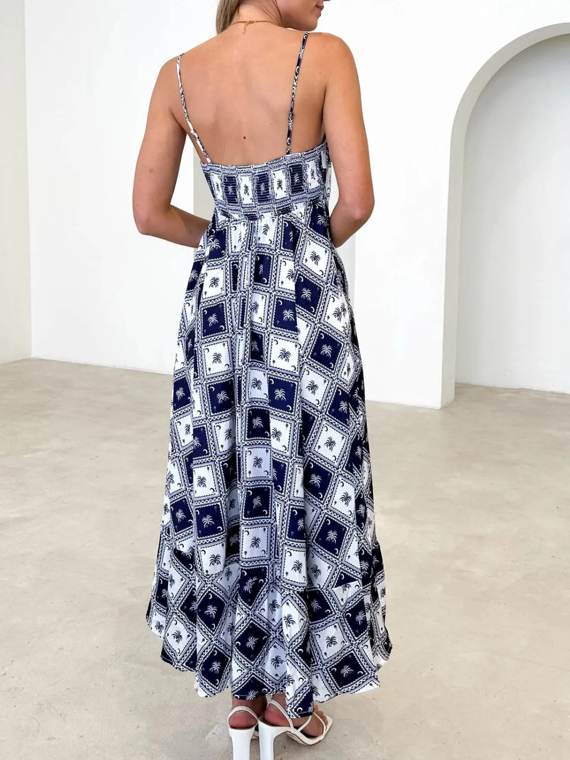 Hazel Blues® |  Printed Square Neck Midi Cami Dress