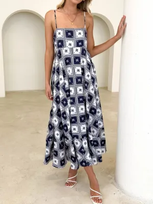 Hazel Blues® |  Printed Square Neck Midi Cami Dress