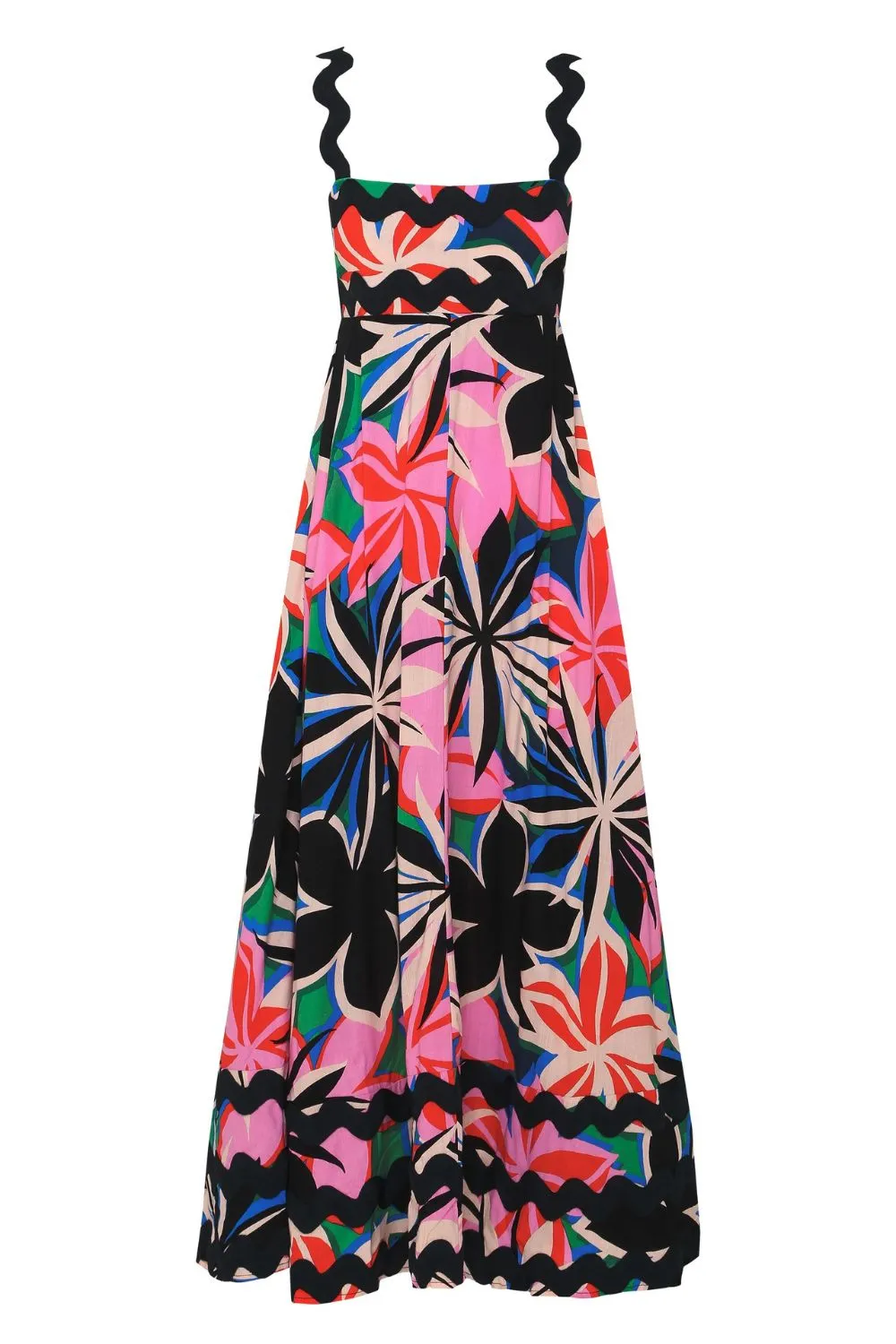 Hazel Blues® |  Printed Square Neck Wide Strap Dress