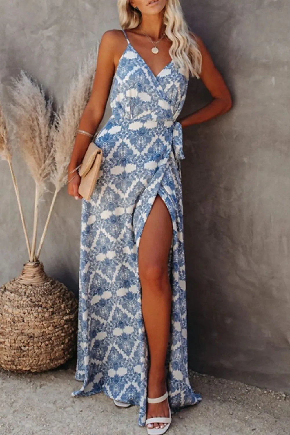 Hazel Blues® |  Printed Tied Maxi Cami Dress