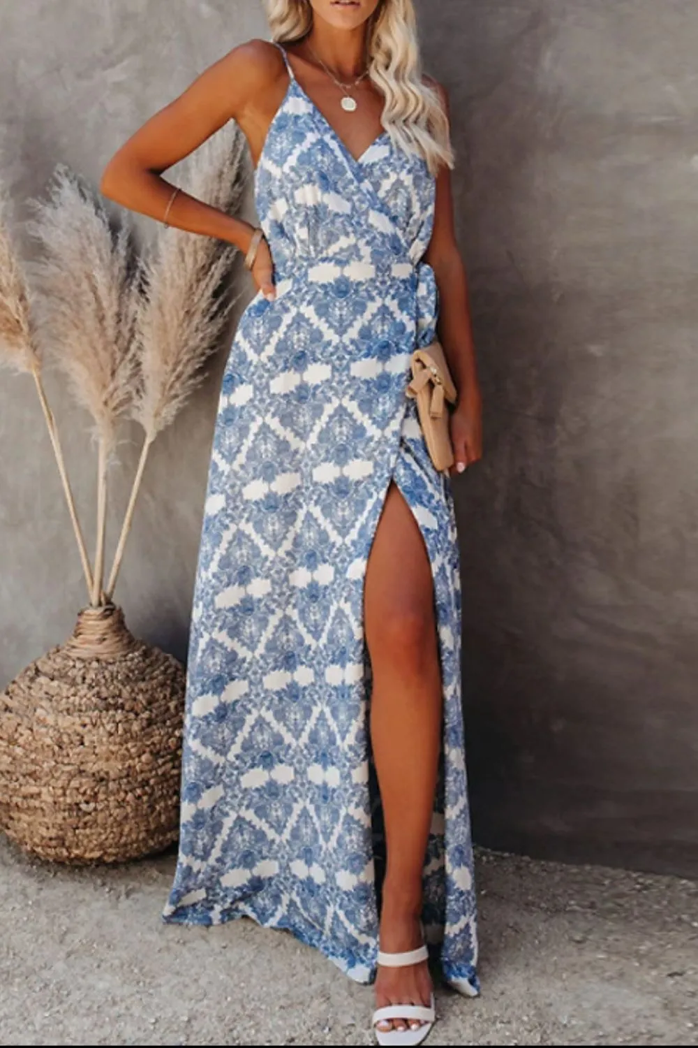 Hazel Blues® |  Printed Tied Maxi Cami Dress