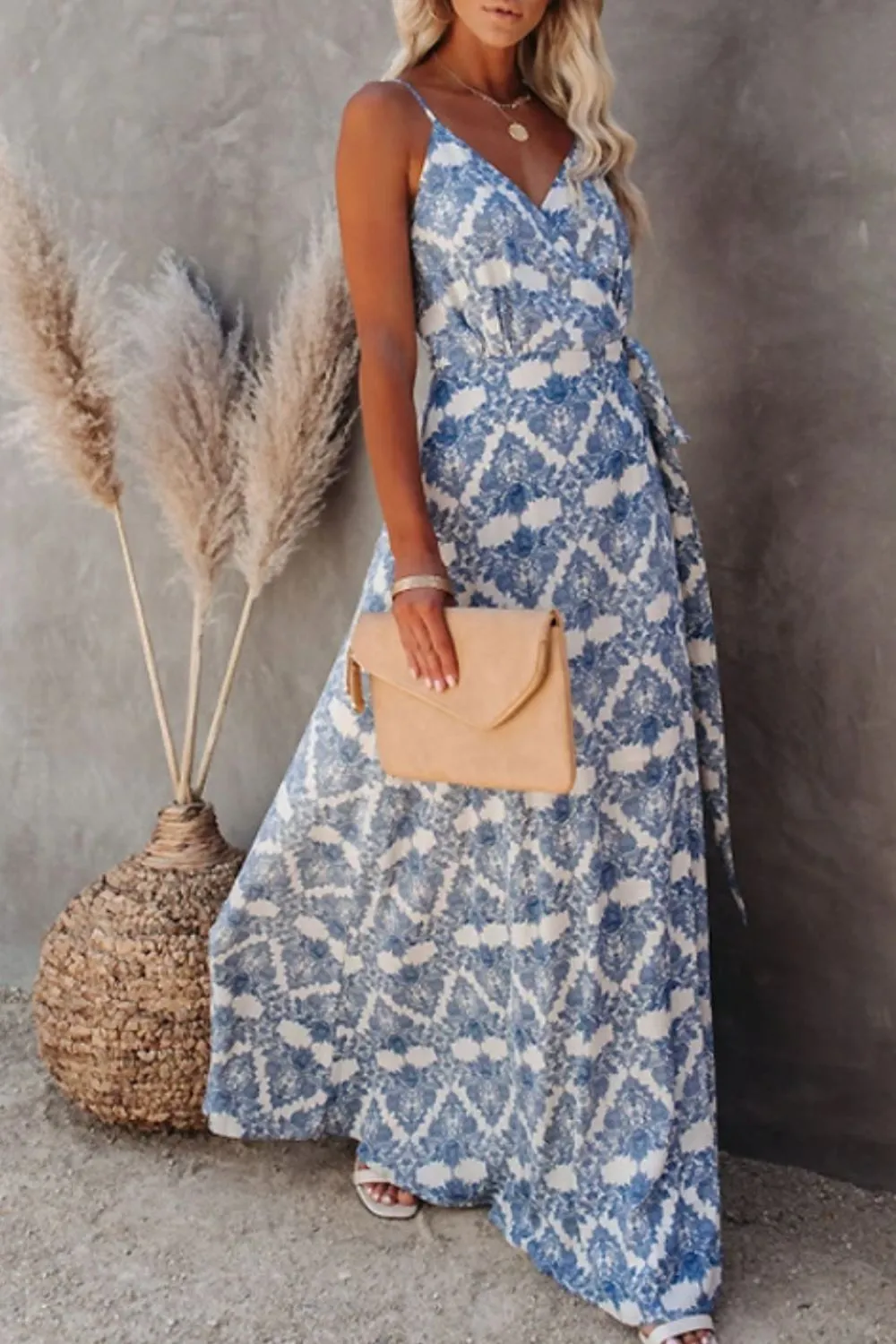Hazel Blues® |  Printed Tied Maxi Cami Dress