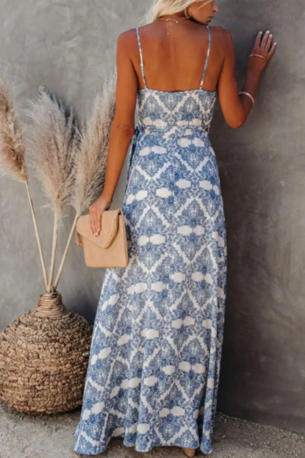 Hazel Blues® |  Printed Tied Maxi Cami Dress