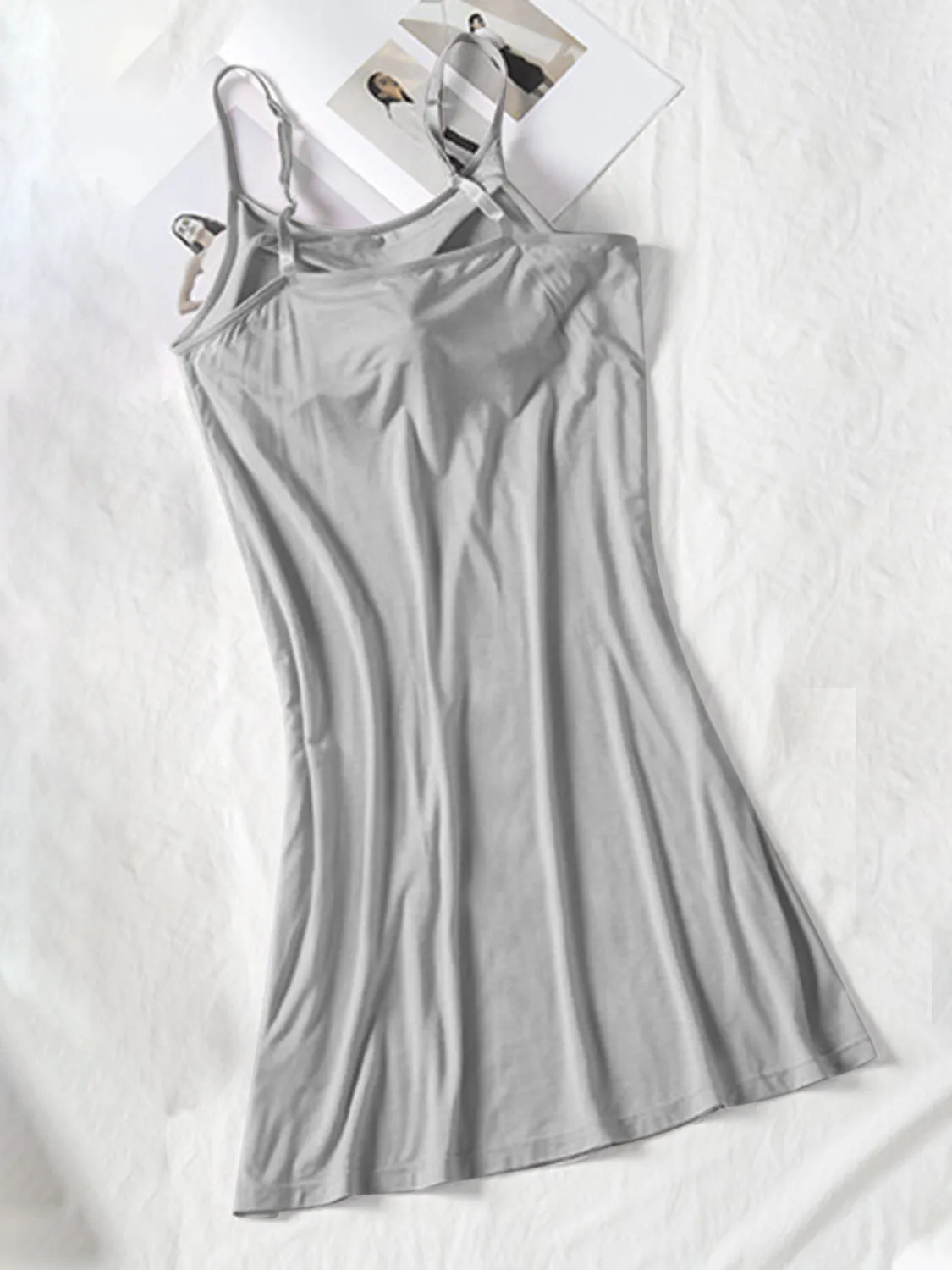 Hazel Blues® |  Round Neck Spaghetti Strap Cami Dress with Bra