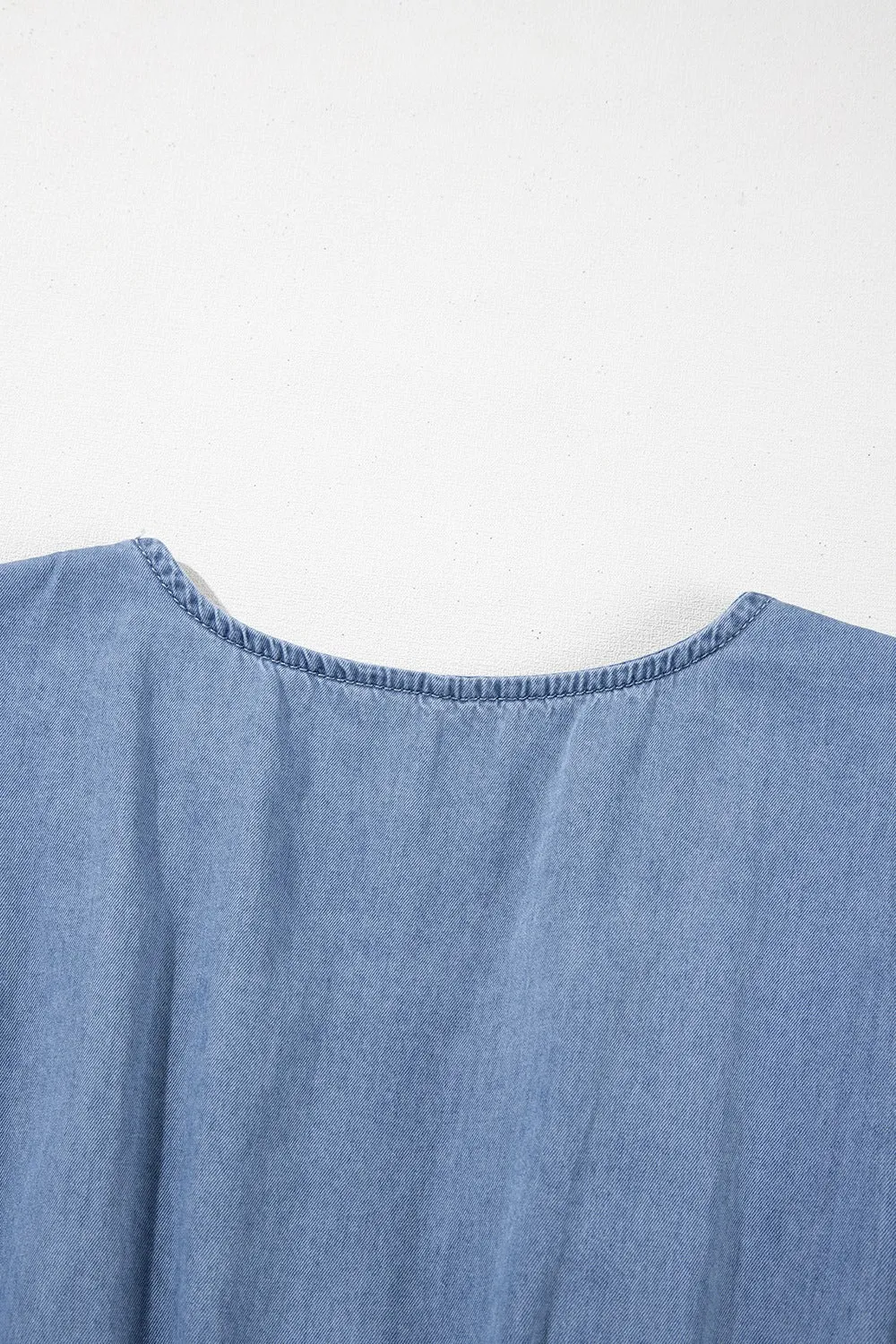 Hazel Blues® |  Ruffled Hem Smocked Flutter Sleeve Denim Mini Dress