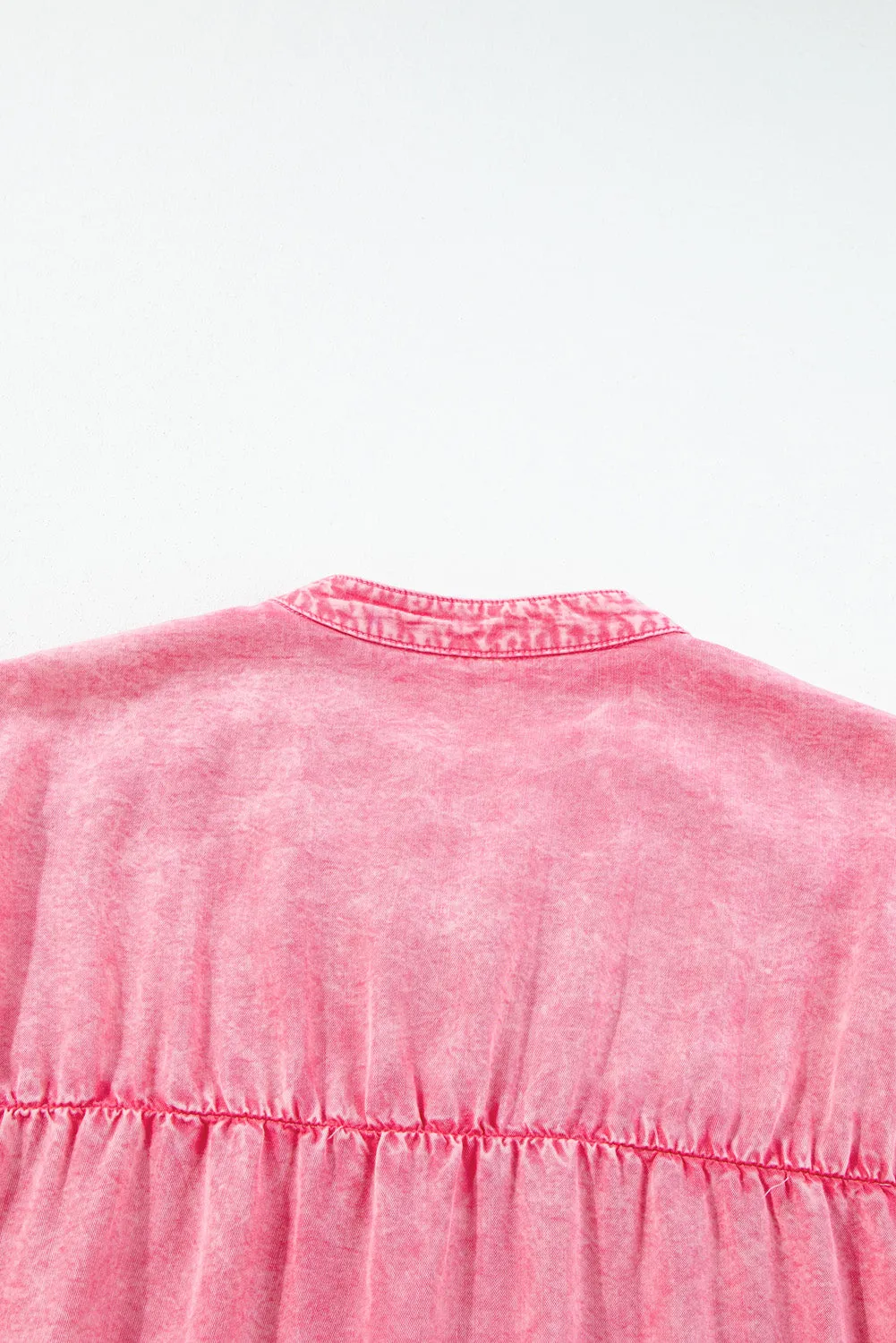 Hazel Blues® |  Ruffled Notched Cap Sleeve Denim Dress