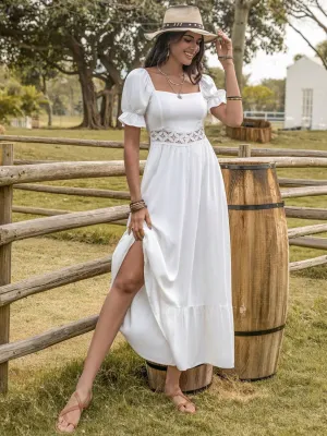 Hazel Blues® |  Square Neck Flounce Sleeve Midi Dress