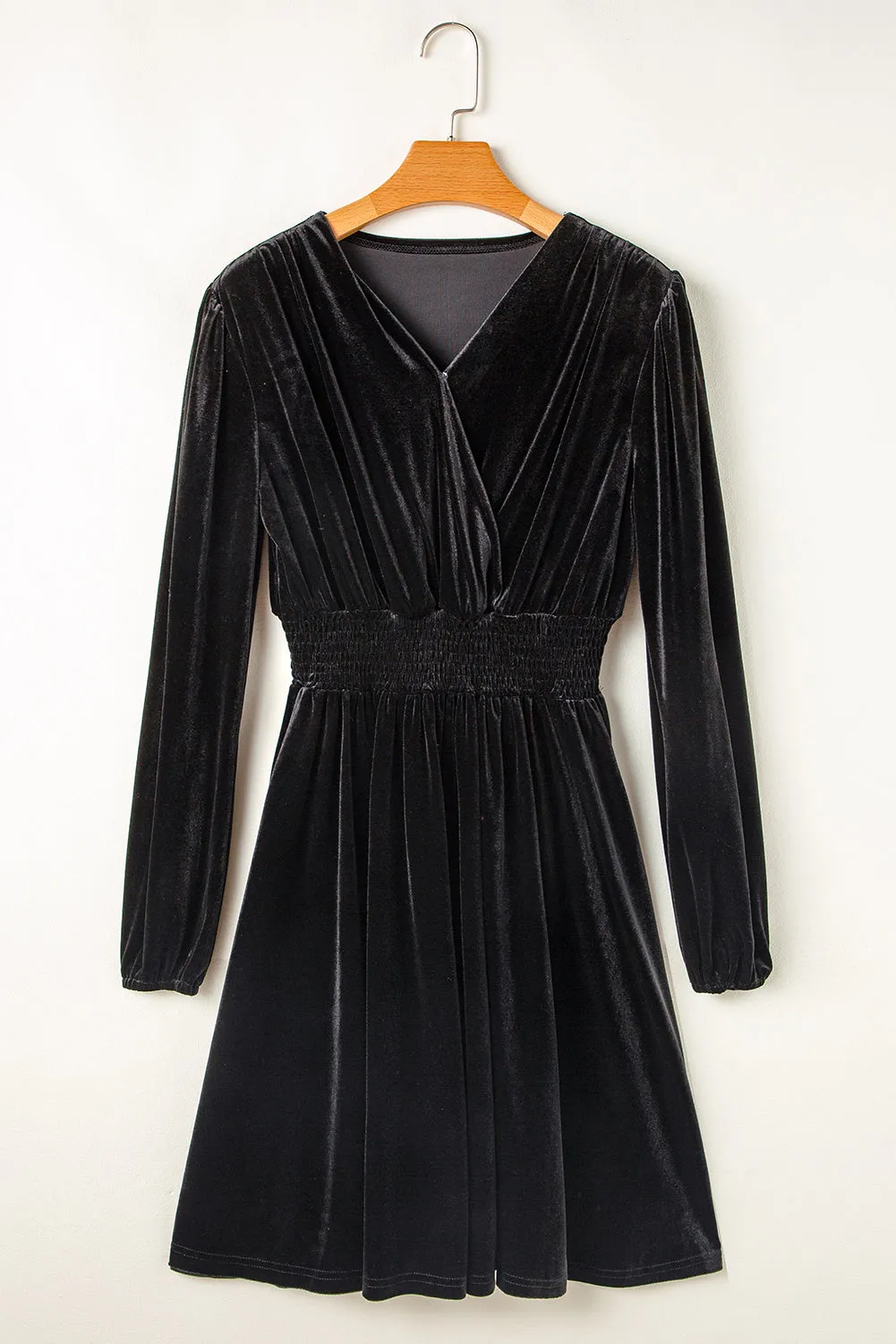 Hazel Blues® |  Surplice Long Sleeve Velvet Dress