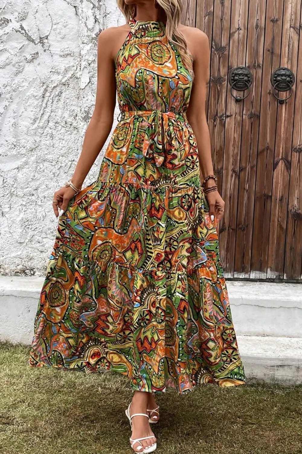 Hazel Blues® |  Tied Floral Sleeveless Dress