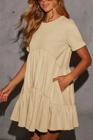 Hazel Blues® |  Tiered Round Neck Short Sleeve Mini Dress