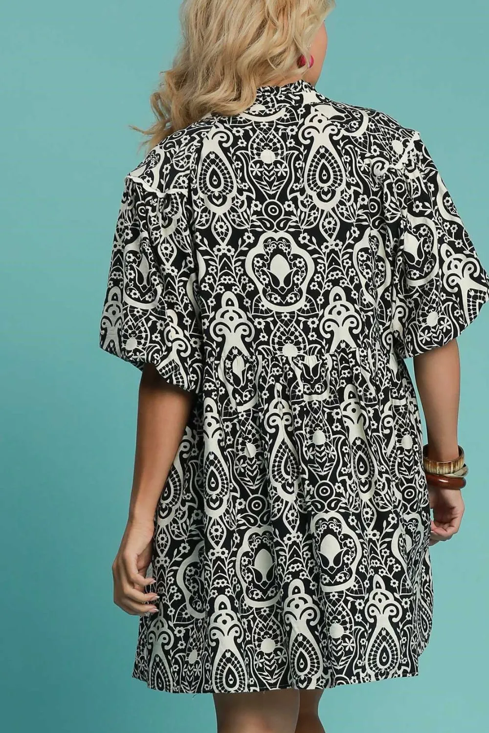 Hazel Blues® | Umgee Abstract Print Puff Sleeve Dress