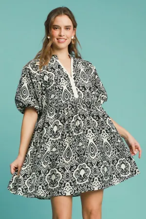 Hazel Blues® | Umgee Abstract Print Puff Sleeve Dress