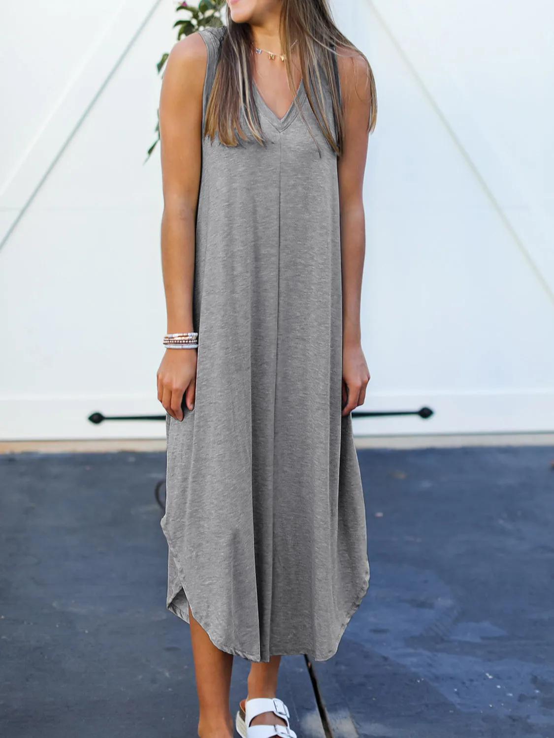 Hazel Blues® |  V-Neck Midi Tank Dress