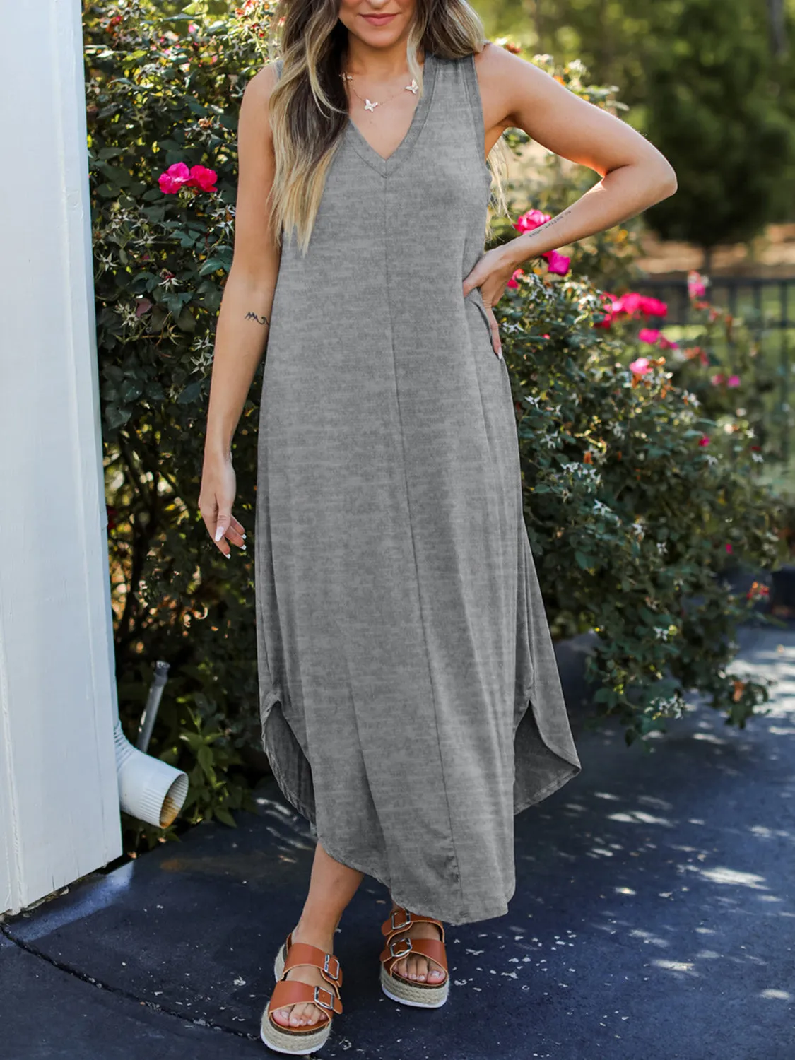 Hazel Blues® |  V-Neck Midi Tank Dress