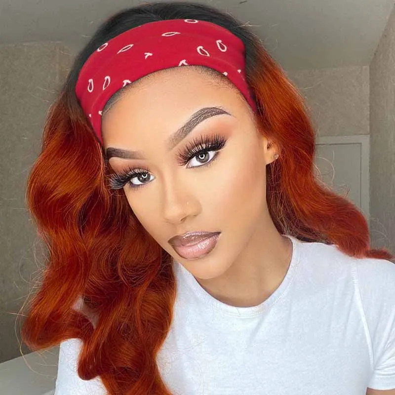 Headband Wig Body Wave Brazilian 350# Human Hair Wigs For Black Women