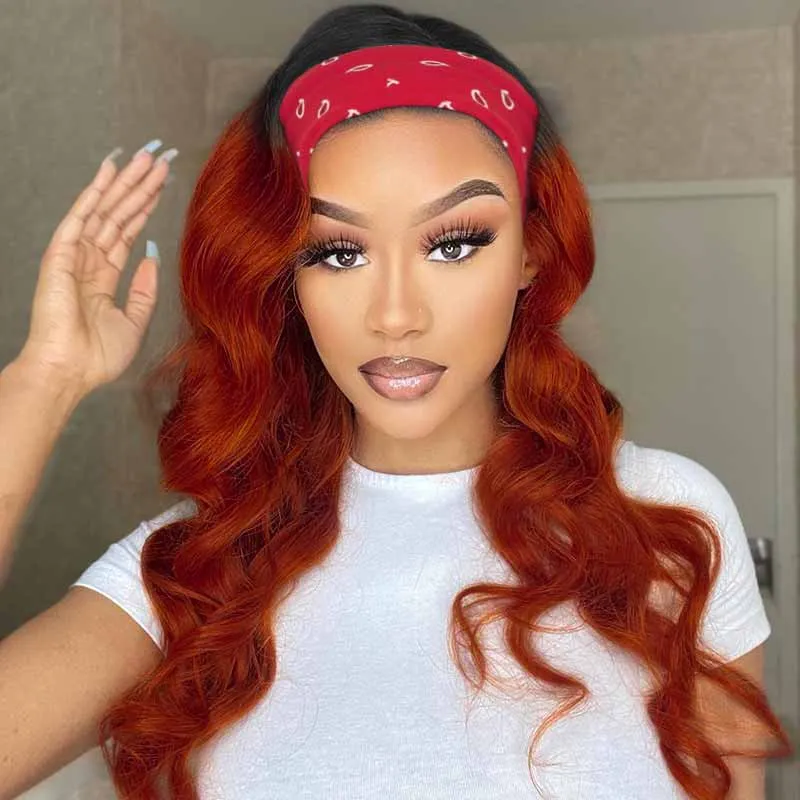 Headband Wig Body Wave Brazilian 350# Human Hair Wigs For Black Women