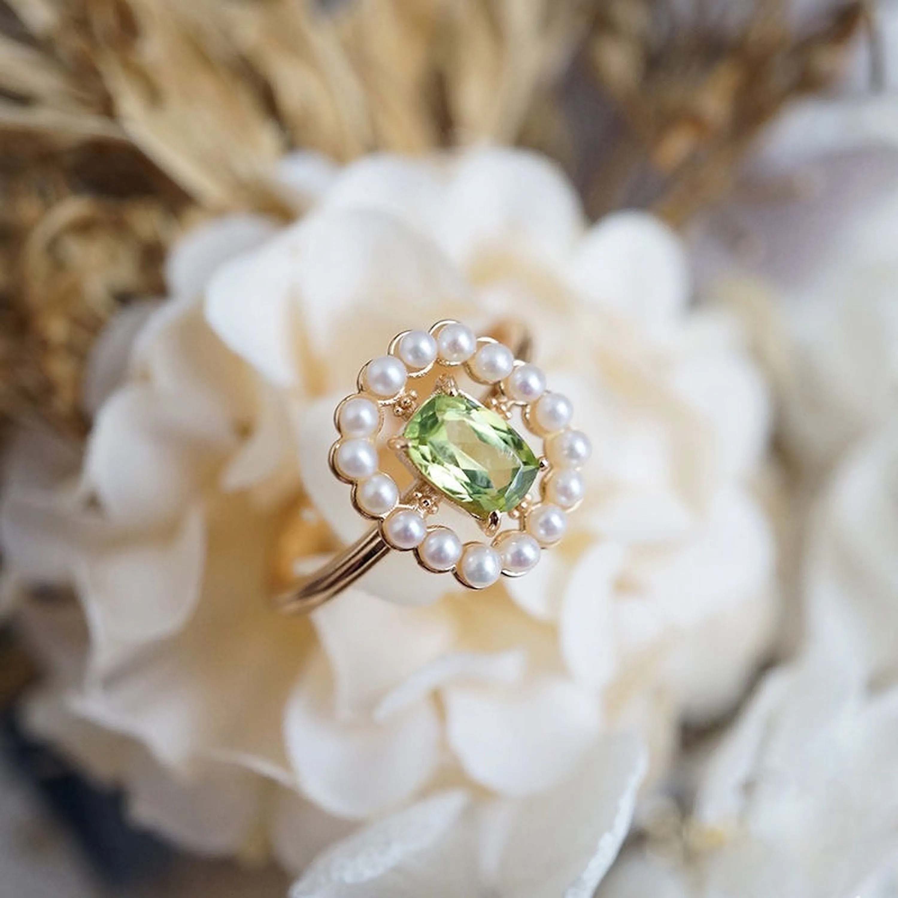 Healing Energy Olive Green Rose Gold Ring