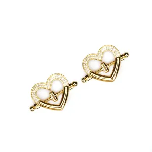 Heart Shaped Gold Nipple Clamps with Rhinestones