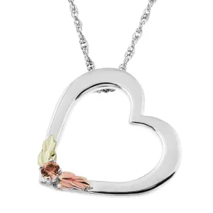 Heart Smokey Quartz - Sterling Silver Black Hills Gold Pendant