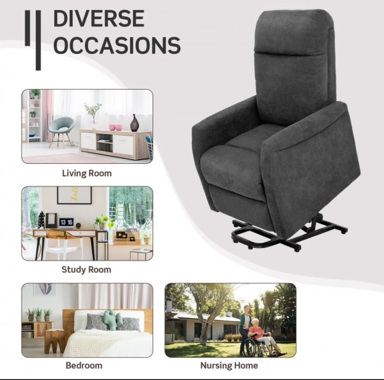Heavy Duty Modern Power Lift Recliner Chair With Remote Control | For The Elderly | Everyone | Holds 330lbs | Laying | Seating | Standing Easily | Quiet Motor