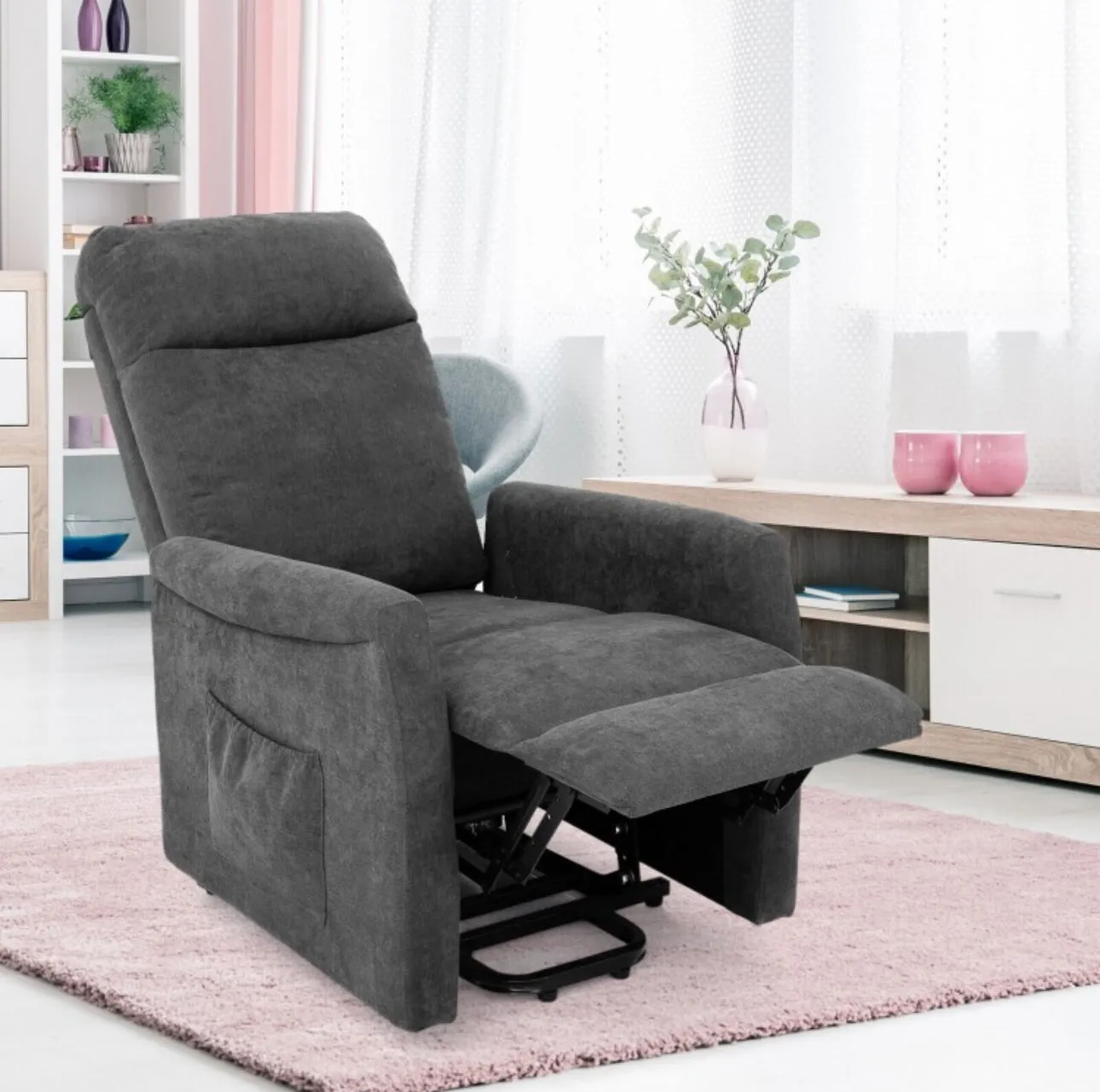 Heavy Duty Modern Power Lift Recliner Chair With Remote Control | For The Elderly | Everyone | Holds 330lbs | Laying | Seating | Standing Easily | Quiet Motor