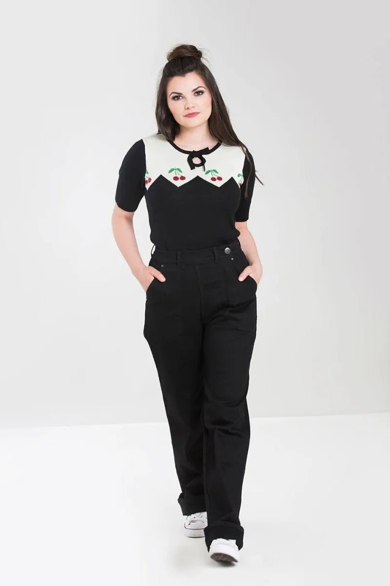 Hell Bunny Weston Denim Trousers Navy