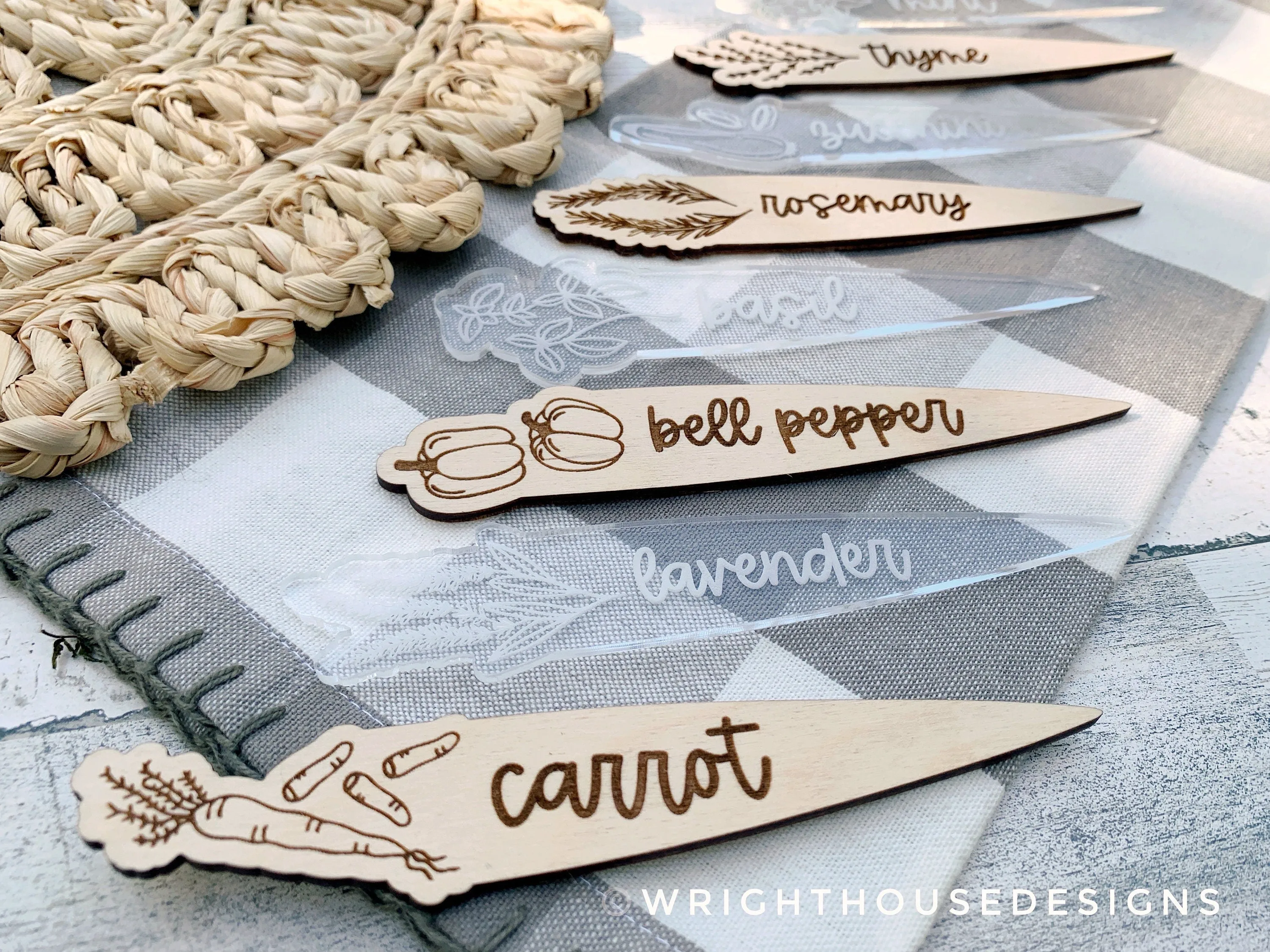Herb and Vegetable Garden Stakes Bundle - Plant and Seed Cultivation - Garden Markers - Cut File For Glowforge Laser - Digital SVG File