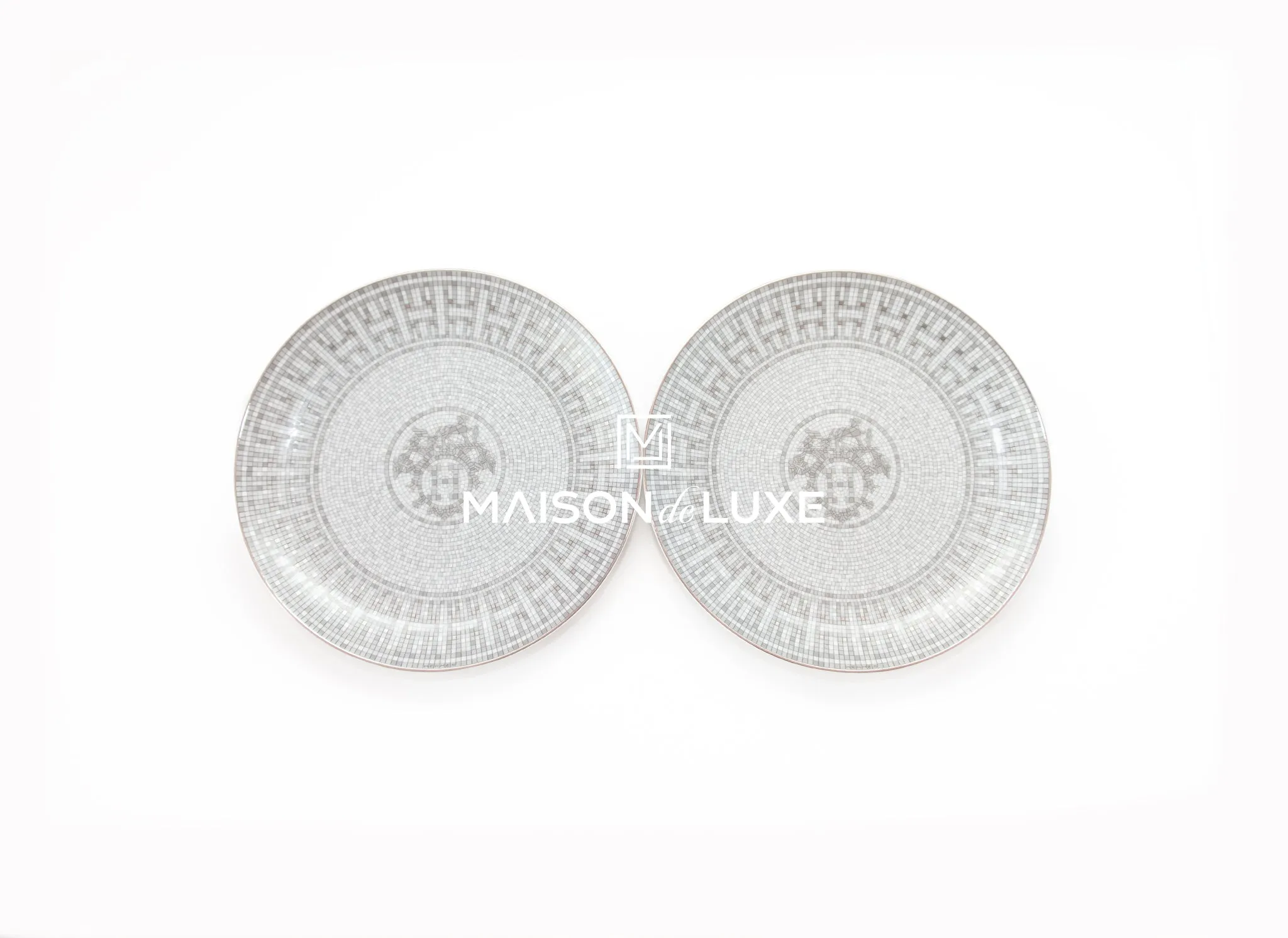 Hermes Classic Mosaique au 24 Platinum Dessert Plate