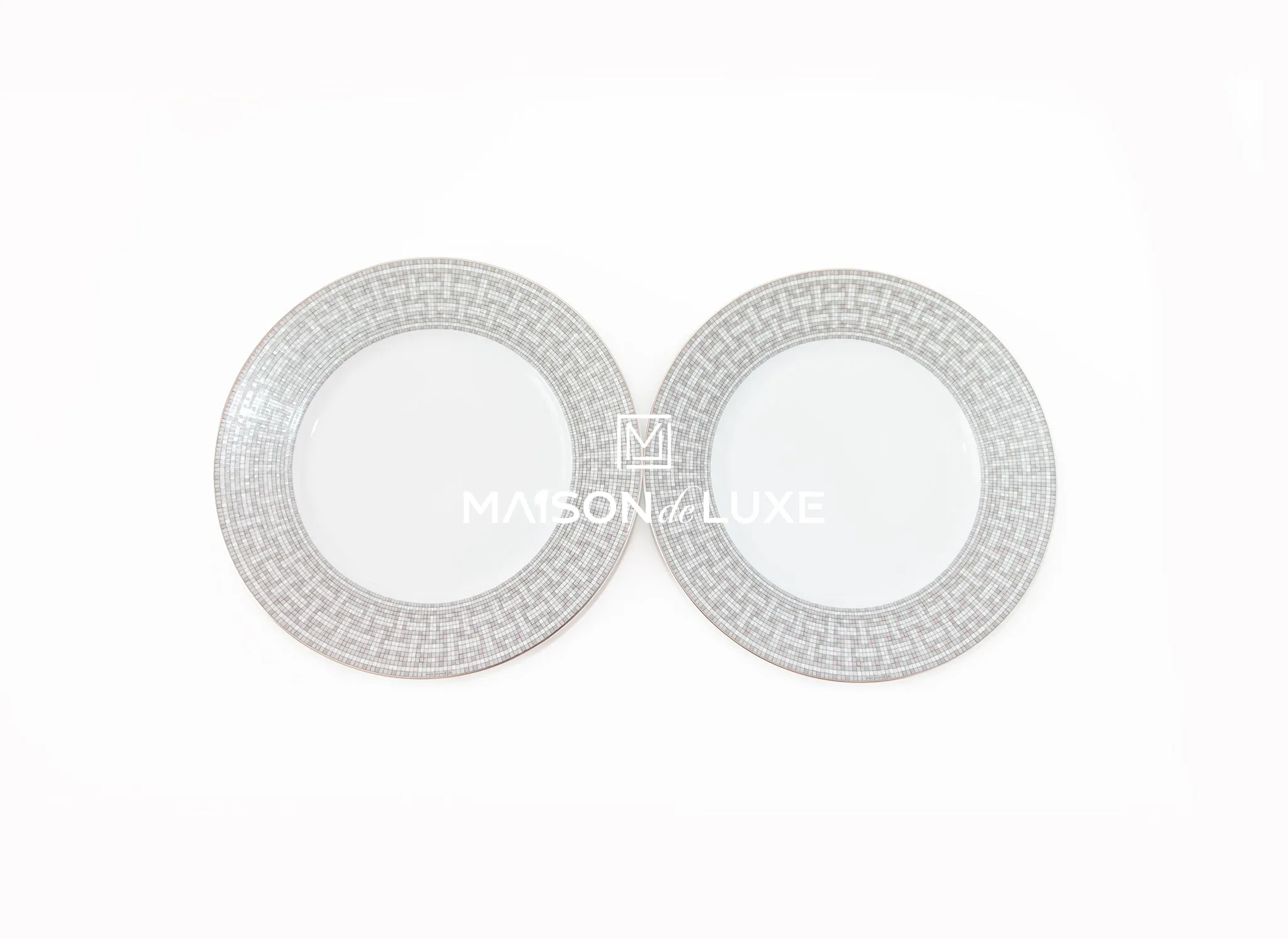 Hermes Classic Mosaique au 24 Platinum Dinner Plate