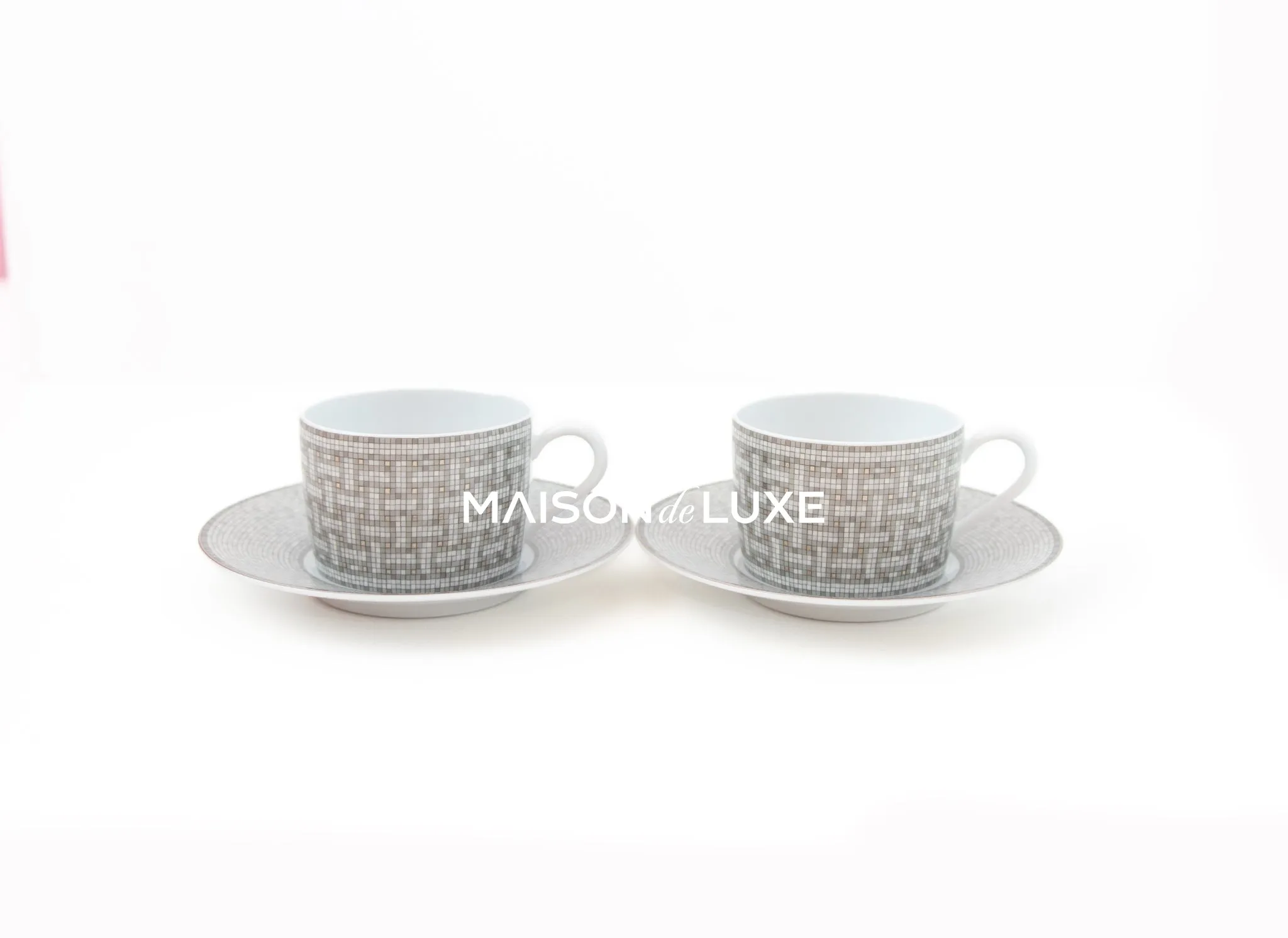 Hermes Classic Mosaique au 24 Platinum Tea cup & Saucer
