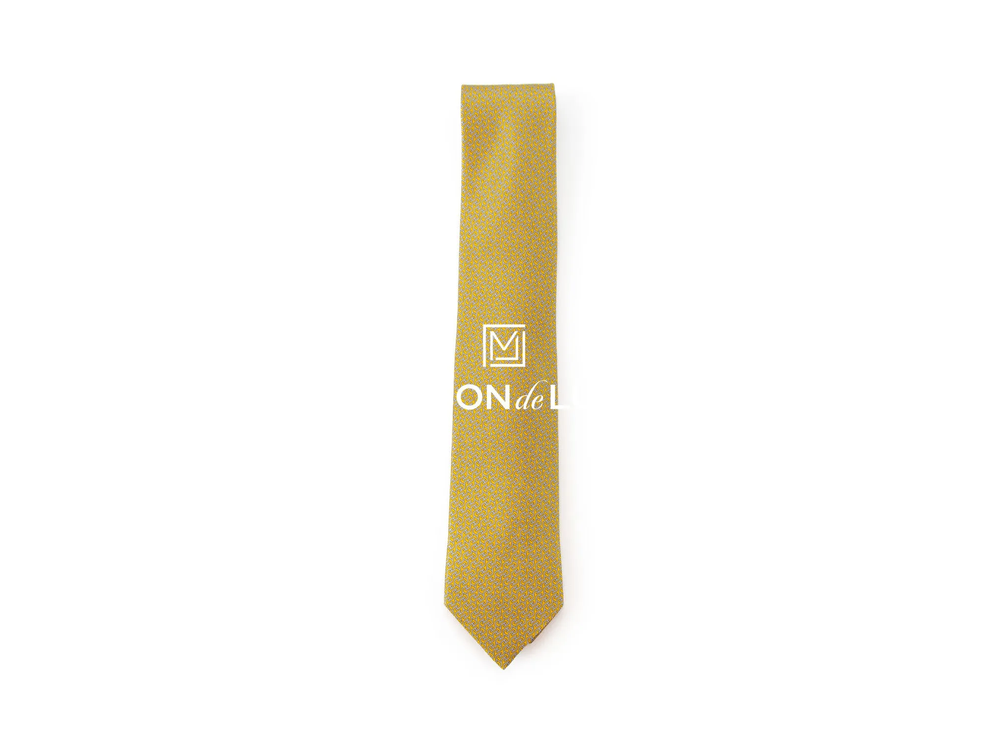 Hermes Cravate Twill Tie 8 Jaune / Gris