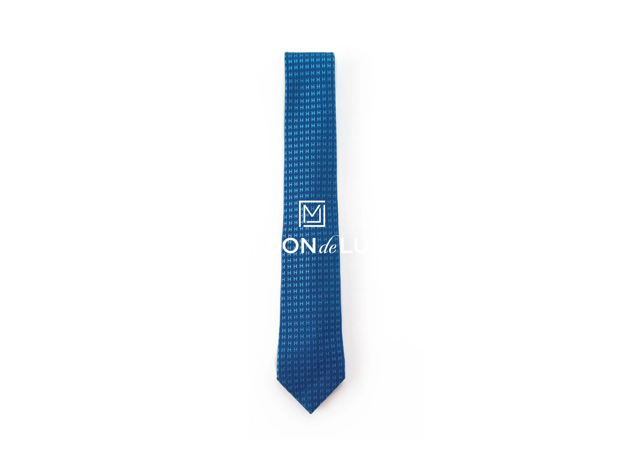 Hermes Faconnee H Bicolore Marine Tie