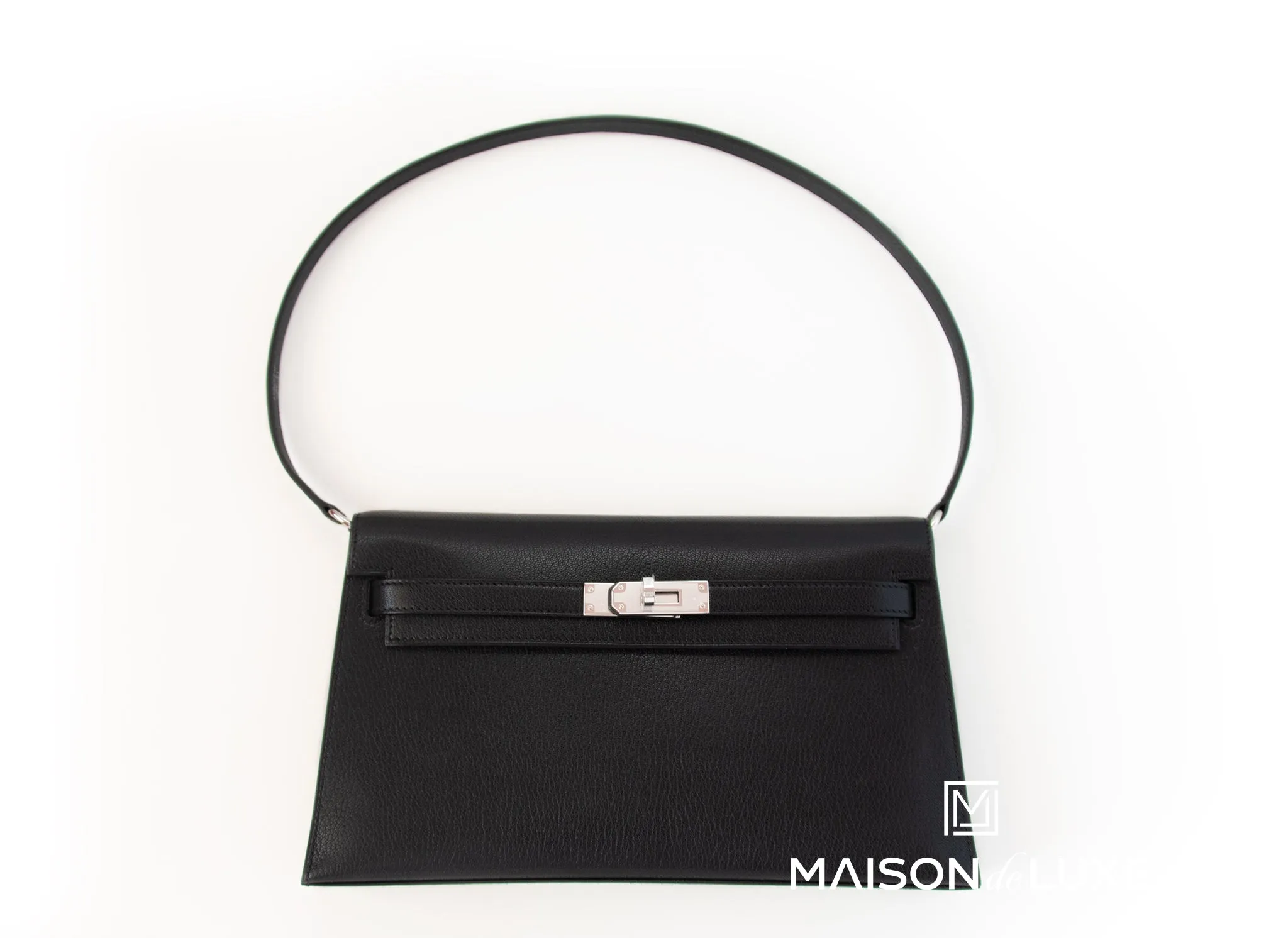 Hermes Kelly Elan Black Chèvre Chamkila Palladium Hardware