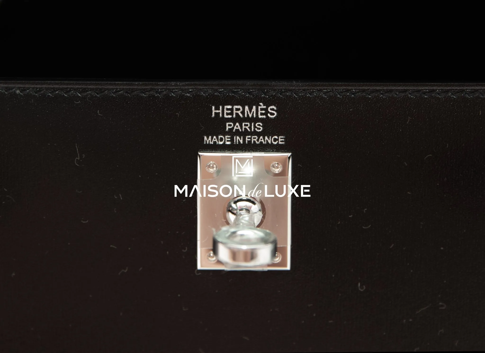Hermes Kelly Sellier 25 Black Box Palladium Hardware