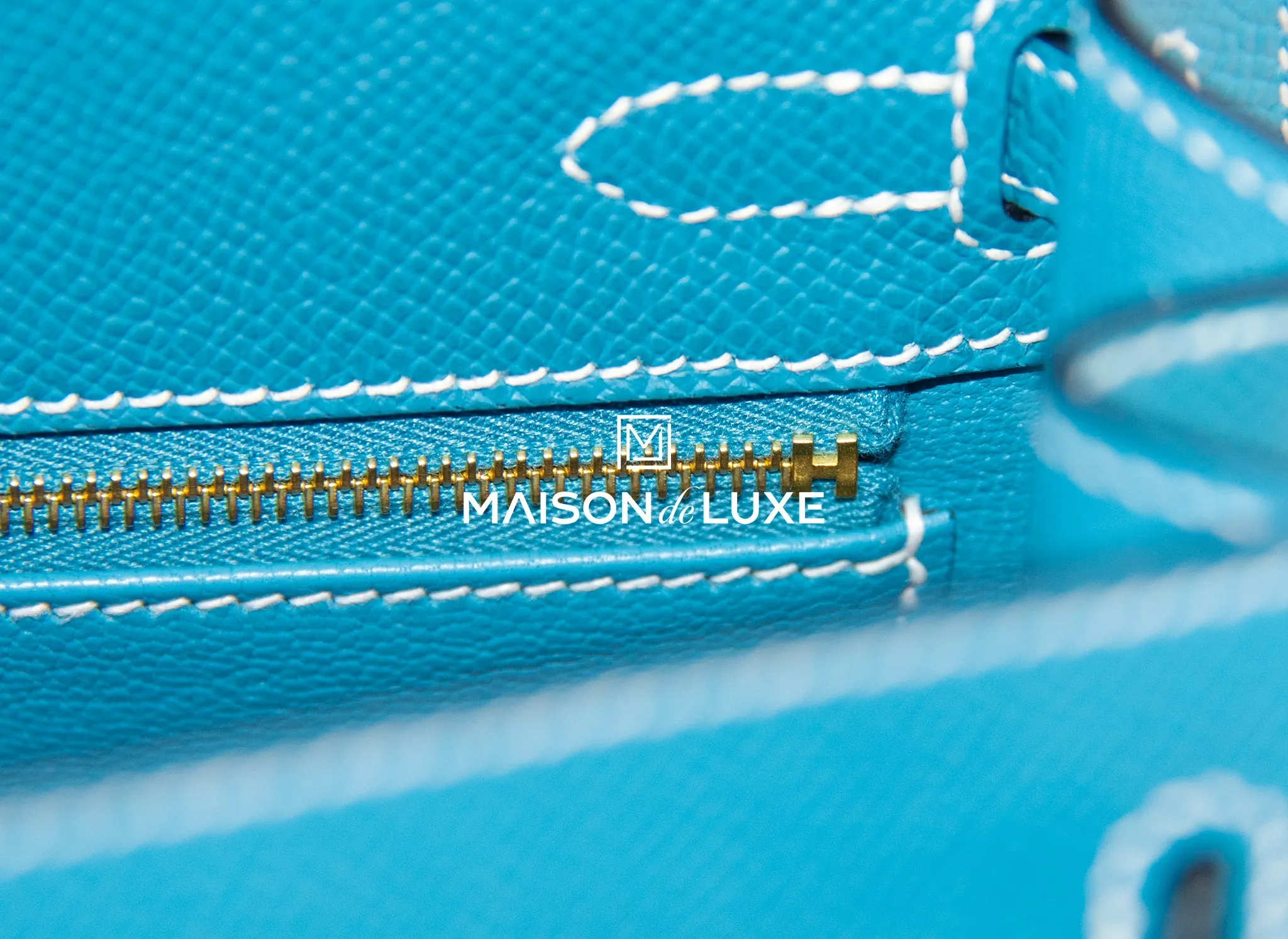Hermes Kelly Sellier 25 Blue Jean Gold Hardware